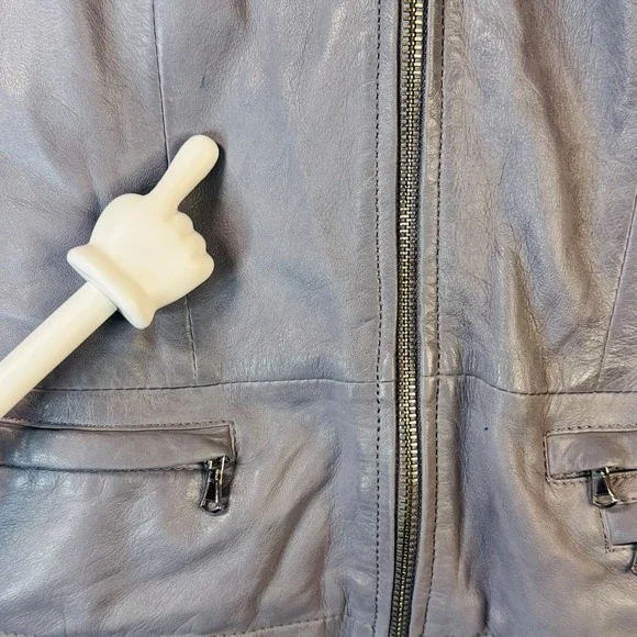 Rino & Pelle Abigail Leather Jacket Women's 40 Lavender Moto Zip‎ Lambskin READ